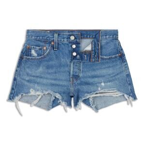 Levi’s 501 Original Cut Off High Rise Medium Blue Denim Jean Shorts Size 27